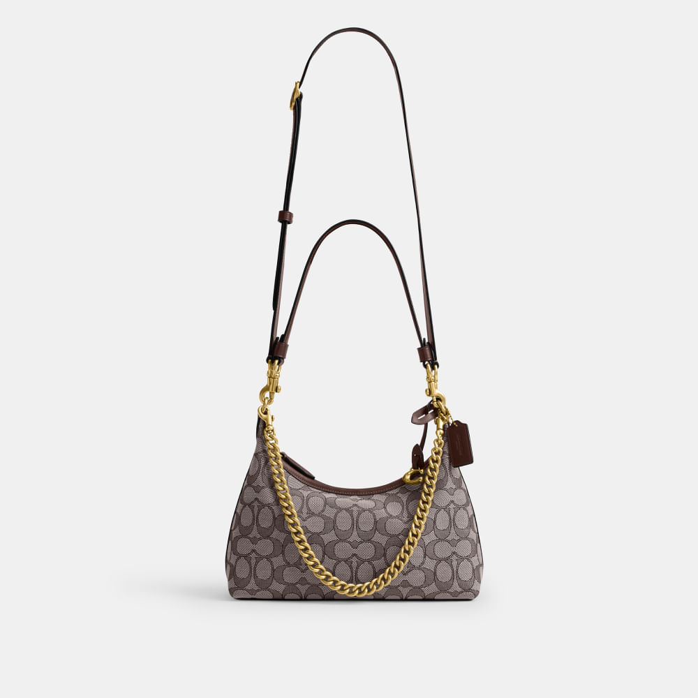 Bolsa Juliet Shoulder 25 Signature Jacquard Coach Marrom Escuro