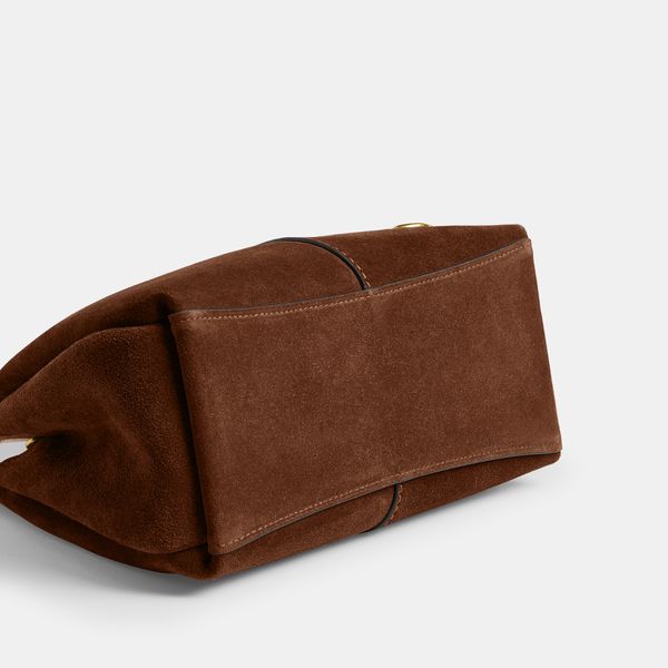 Bolsa Lana Shoulder 23 Suede Coach Marrom - coach