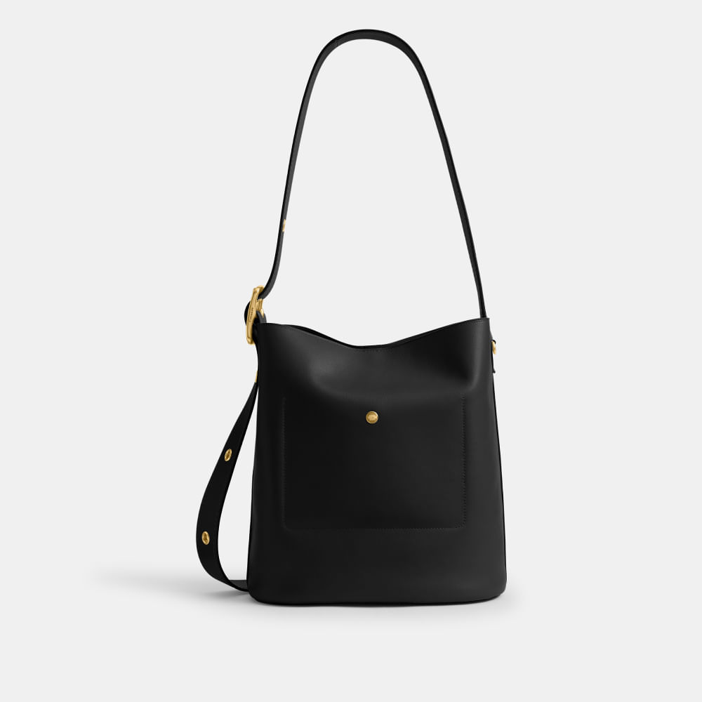 バッグ COACH Bleecker Leather Commuter Bolsa Bleecker Bucket Coach Marrom Escuro - coach