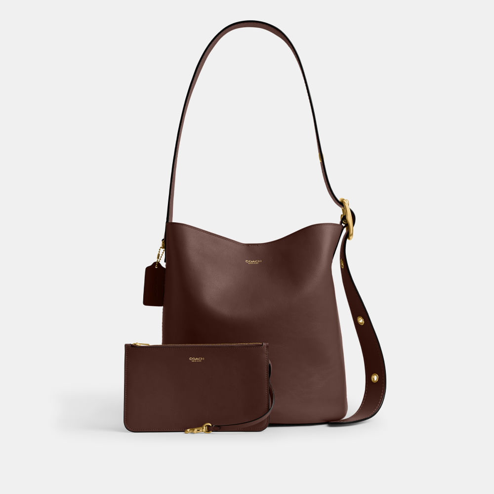 Bolsa Bleecker Bucket Coach Marrom Escuro - coach