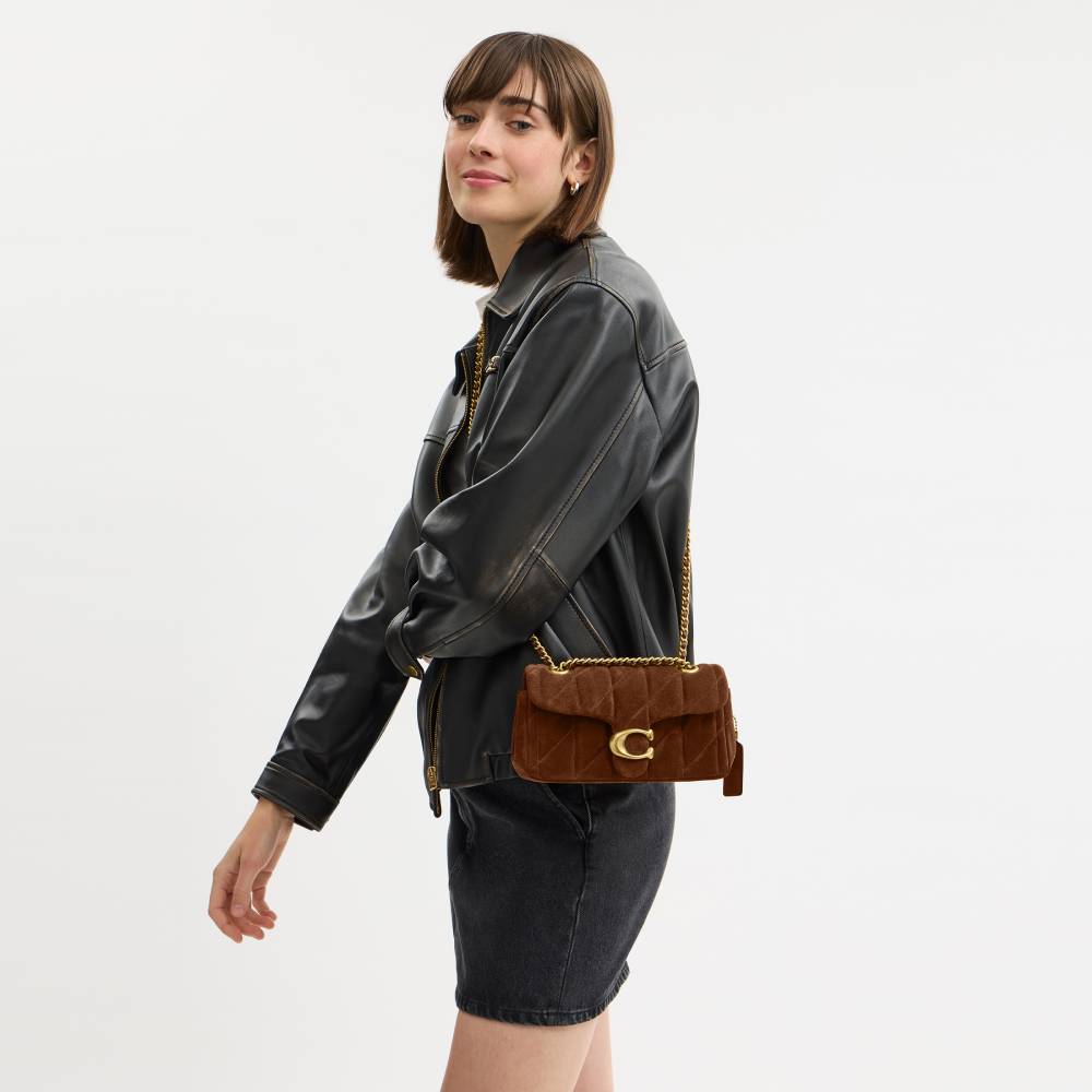 Bolsa Tabby Shoulder 20 With Quilting Suede Coach Marrom - coach
