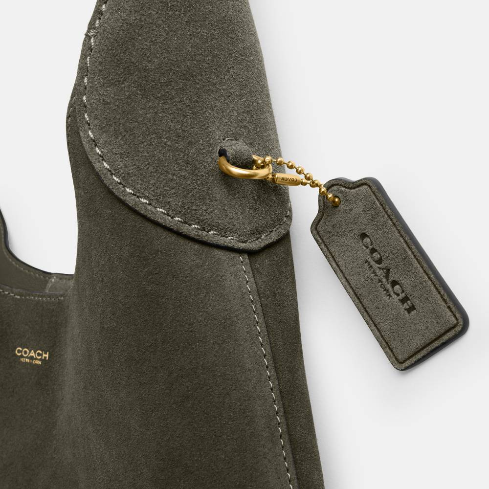 Bolsa Brooklyn Shoulder Suede 28 Coach Verde - coach