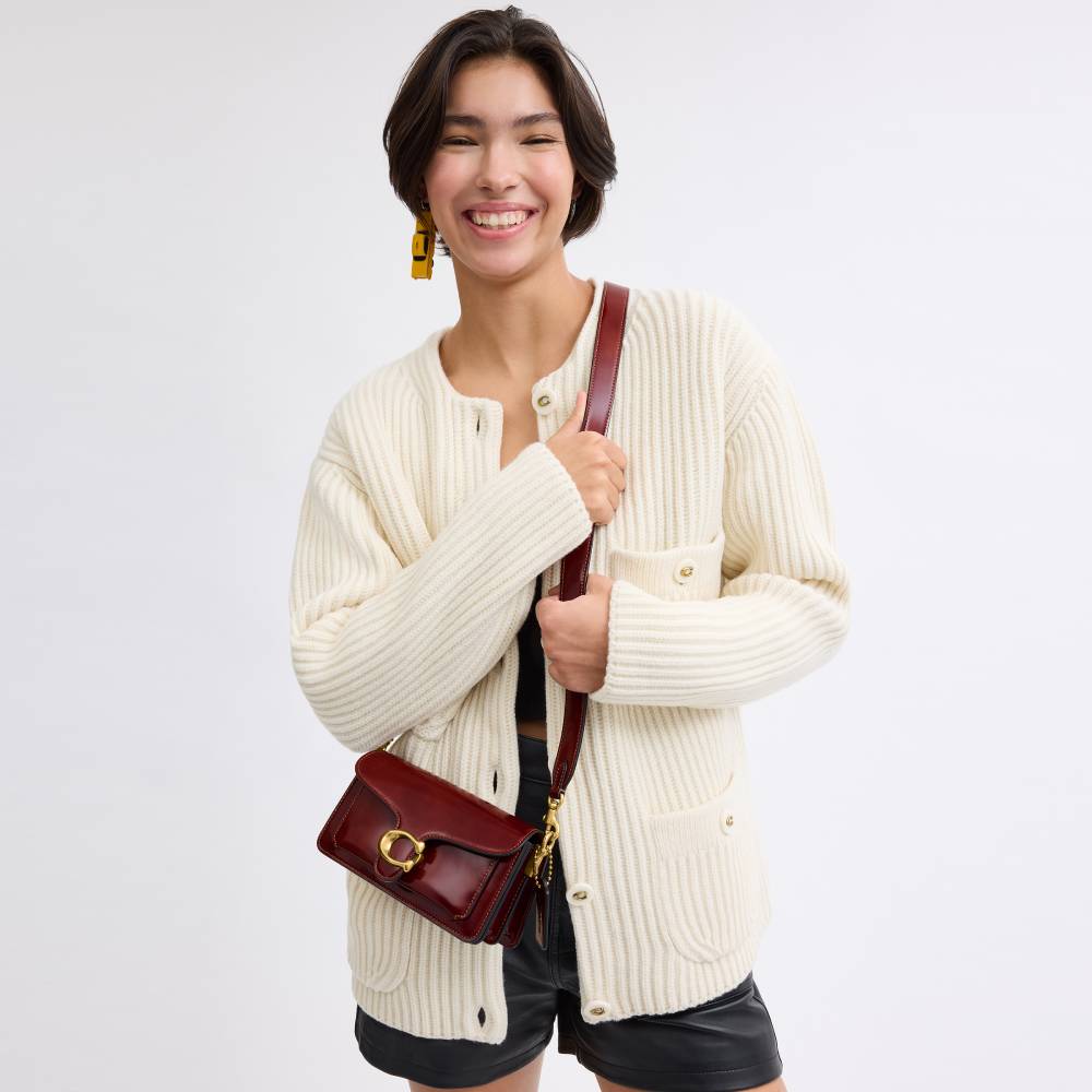 Bolsa Tabby Shoulder 20 Spazzolato Coach Vinho - coach