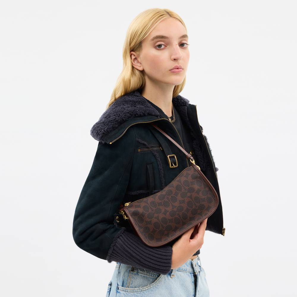 Bolsa Waverly Signature Coach Marrom Escuro - coach
