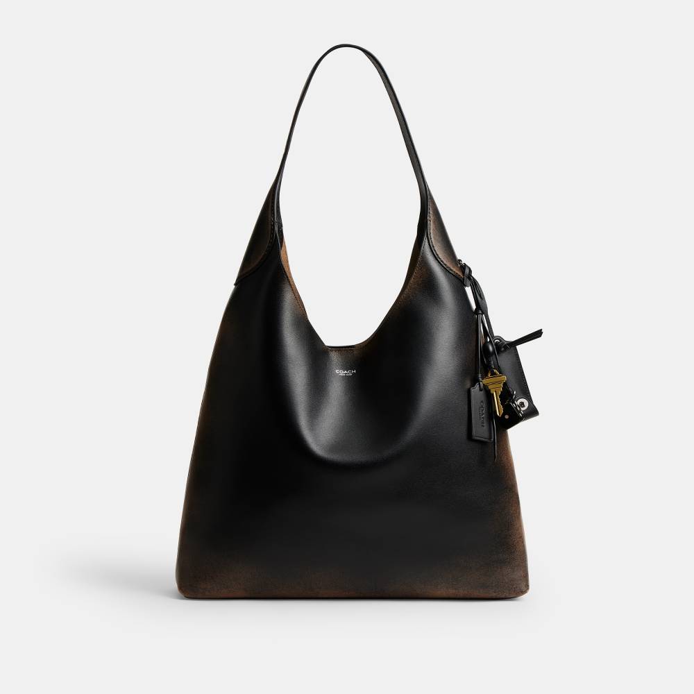 Bolsa Brooklyn Shoulder 39 Loved Leather Coach Preto - coach