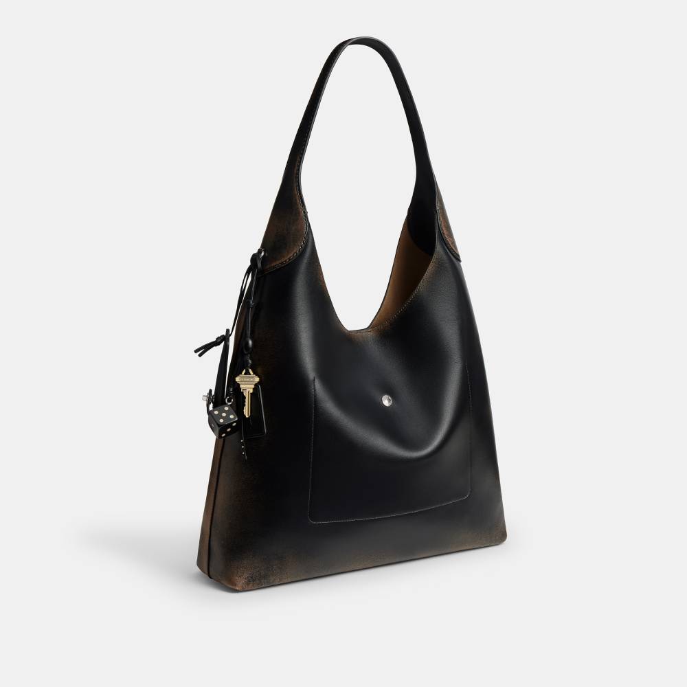 Bolsa Brooklyn Shoulder 39 Loved Leather Coach Preto - coach