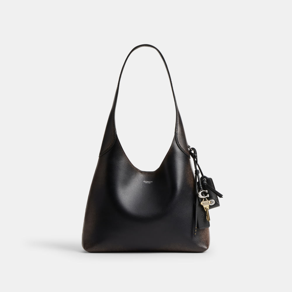 Bolsa Brooklyn Shoulder 28 Loved Leather Coach Preto - coach