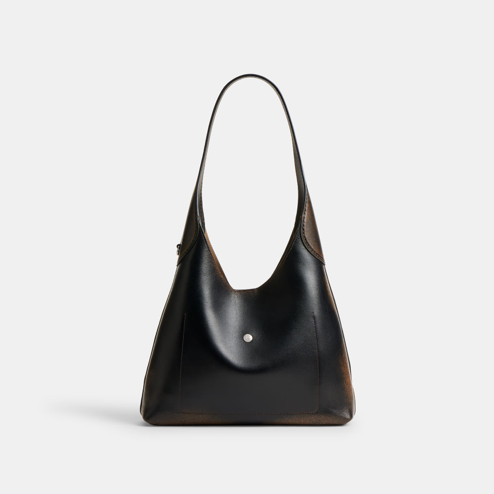 Bolsa Brooklyn Shoulder 28 Loved Leather Coach Preto - coach