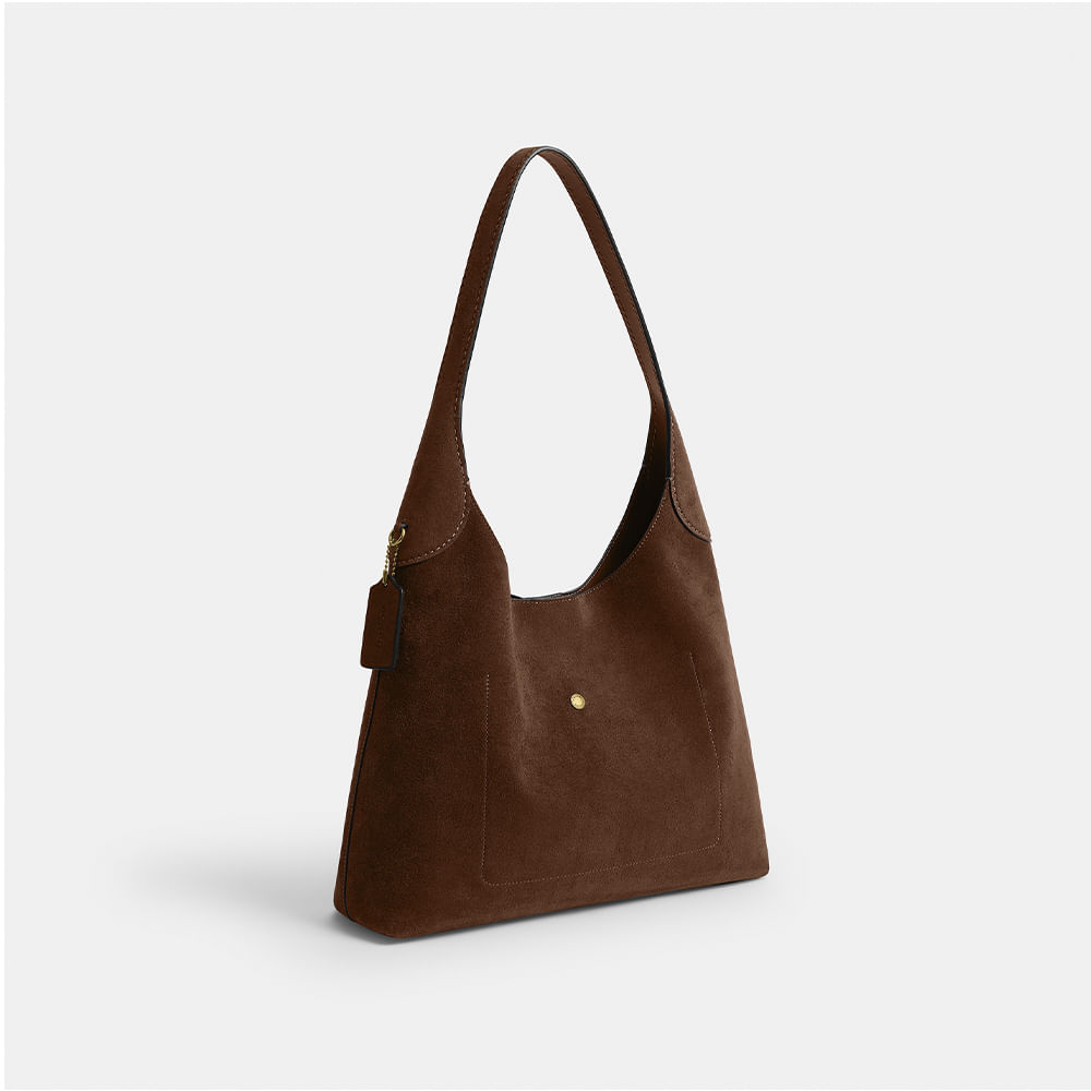 Bolsa Brooklyn Shoulder 34 Suede Coach Marrom - coach