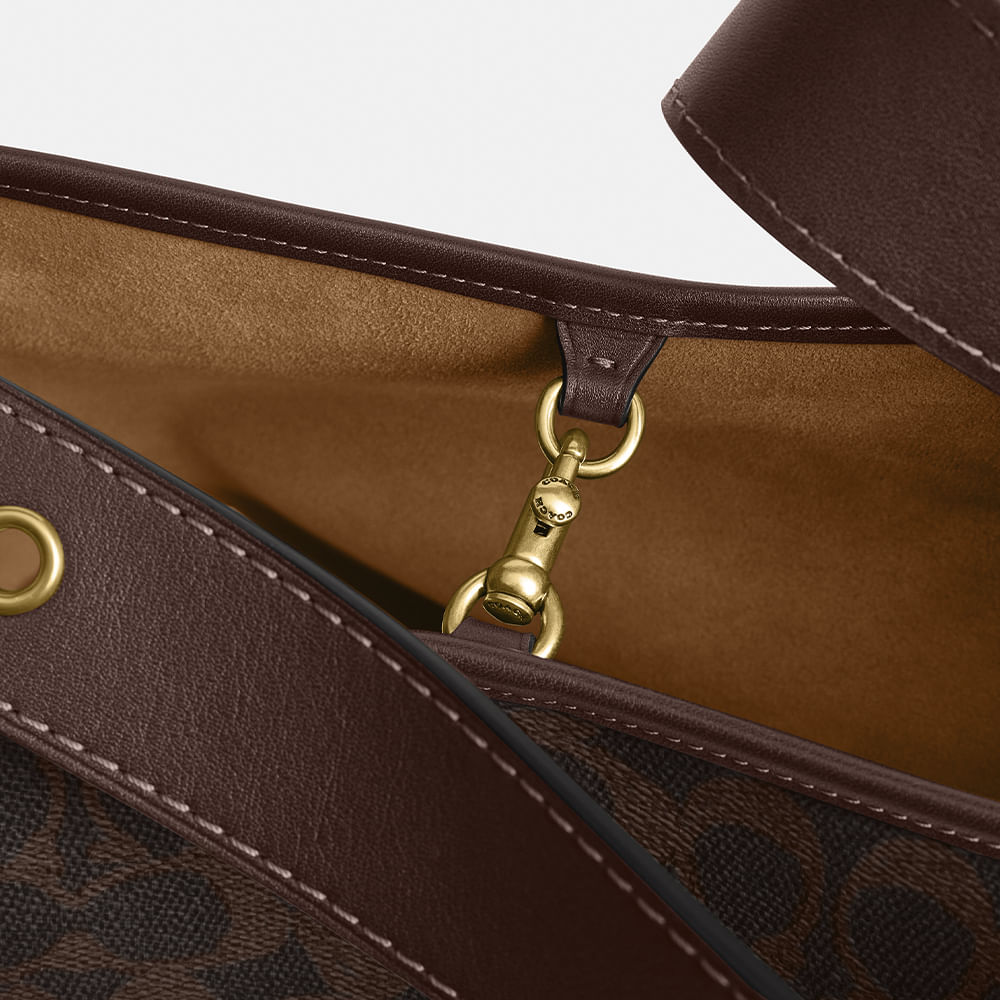 Bolsa Bleecker Bucket Signature Coach Marrom Escuro - coach
