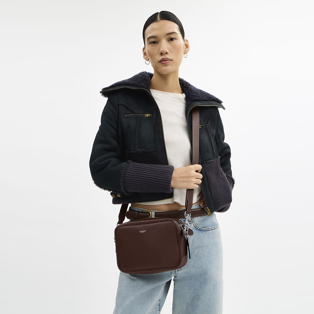 Bolsa Radio Camera Bag Coach Marrom Escuro - coach