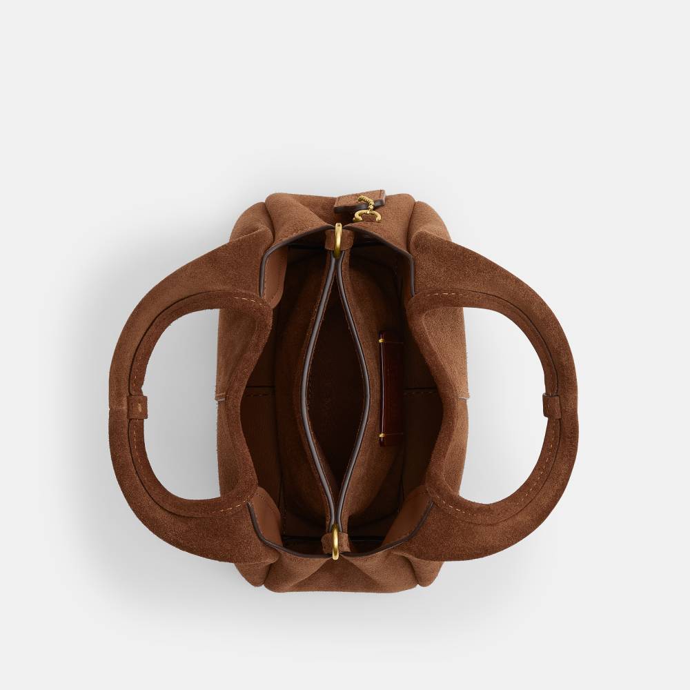Bolsa Lana Shoulder 19 Suede Coach Marrom - coach