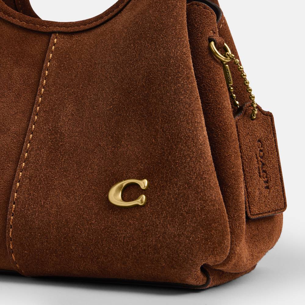 Bolsa Lana Shoulder 19 Suede Coach Marrom - coach