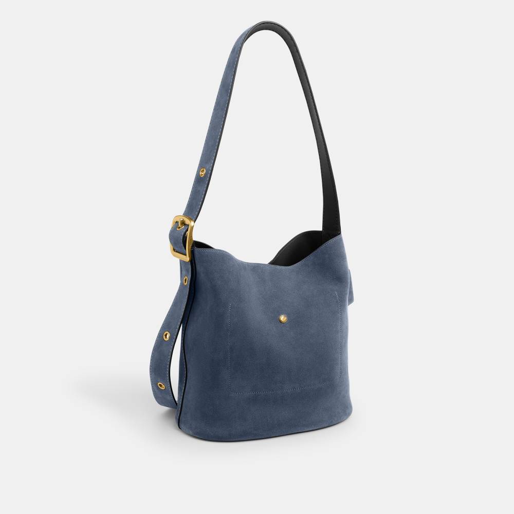 Bolsa Bleecker Bucket Suede Coach Azul - coach