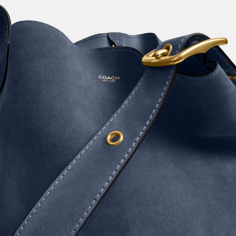 Bolsa Bleecker Bucket Suede Coach Azul - coach