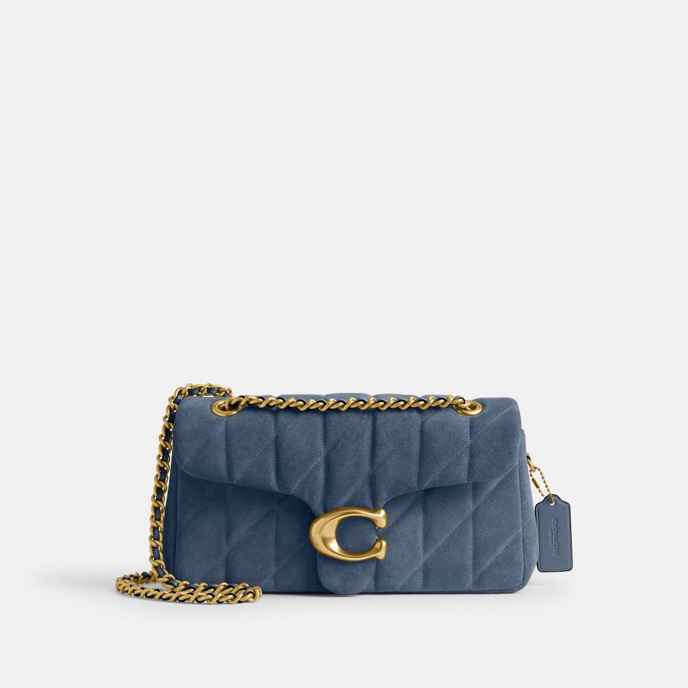 バッグ Coach Blue Suede Signature Shoulder Bag Bolsa Tabby Shoulder 26 Suede Quilting Coach Azul - coach
