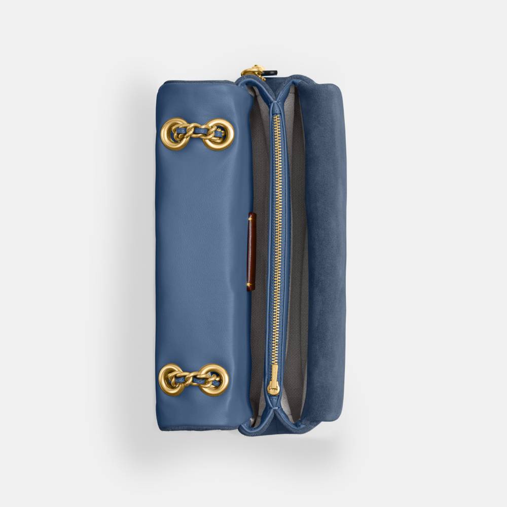 Bolsa Tabby Shoulder 26 Suede Quilting Coach Azul - coach