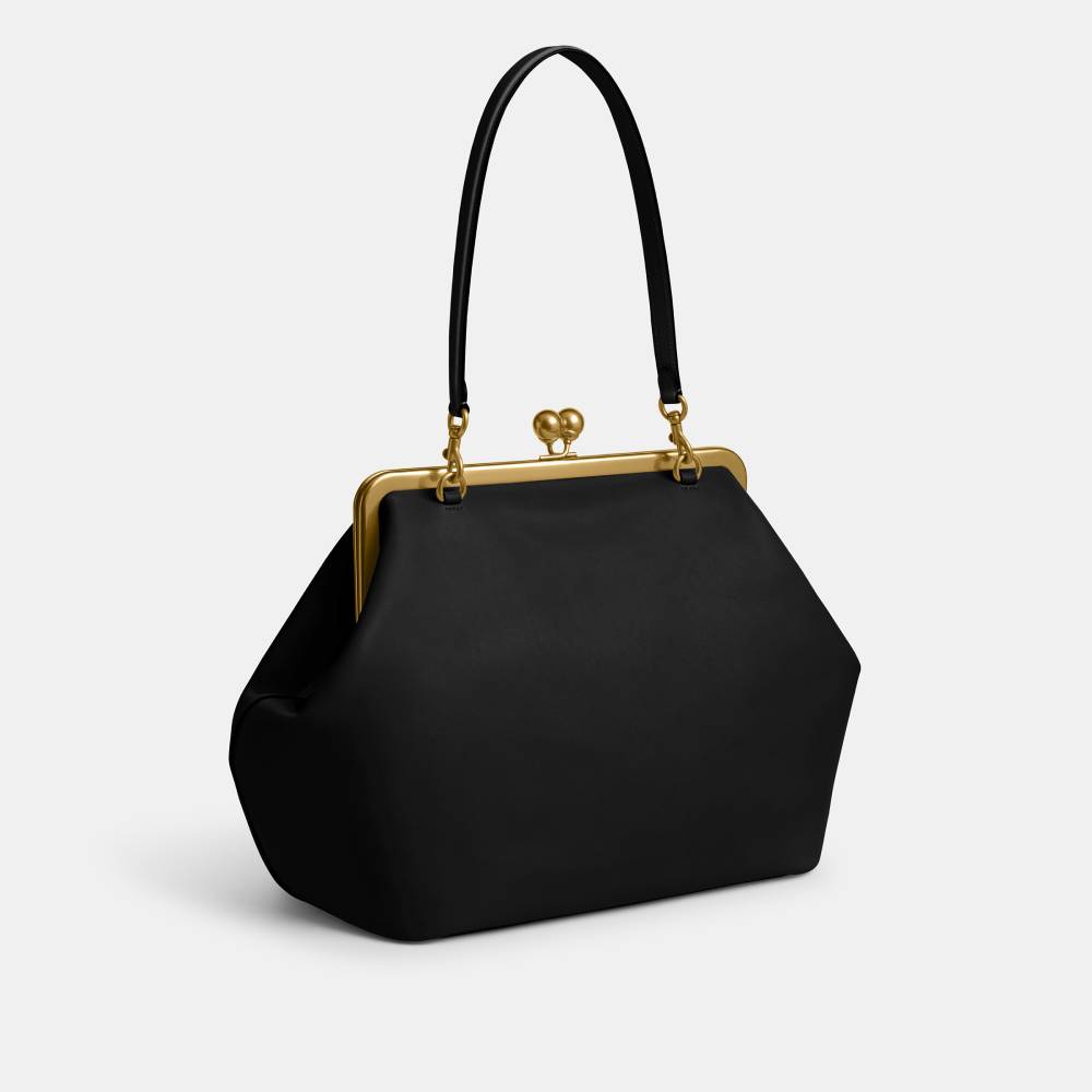 Bolsa Large Kisslock Frame Coach Preto - coach