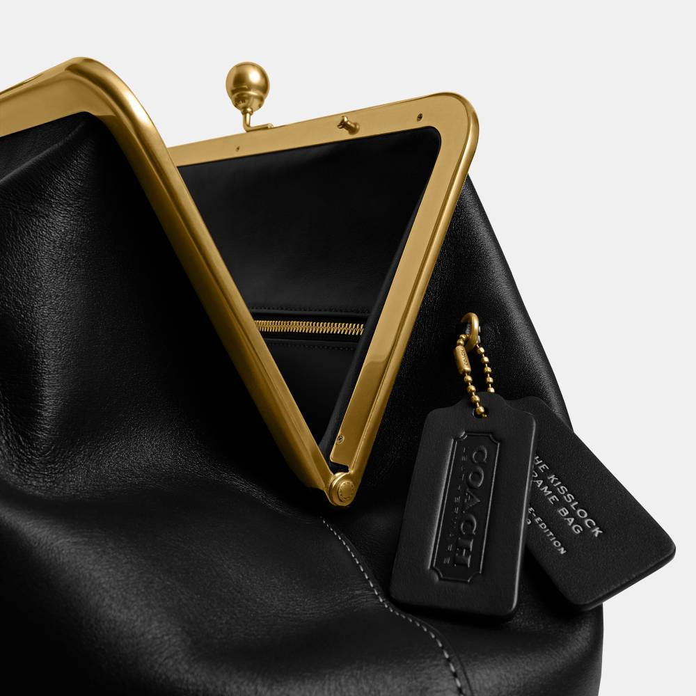 Bolsa Large Kisslock Frame Coach Preto - coach