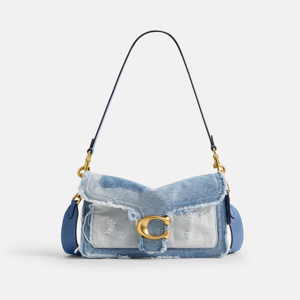 Bolsa Tabby Shoulder 26 Denim Patchwork Coach Azul - coach