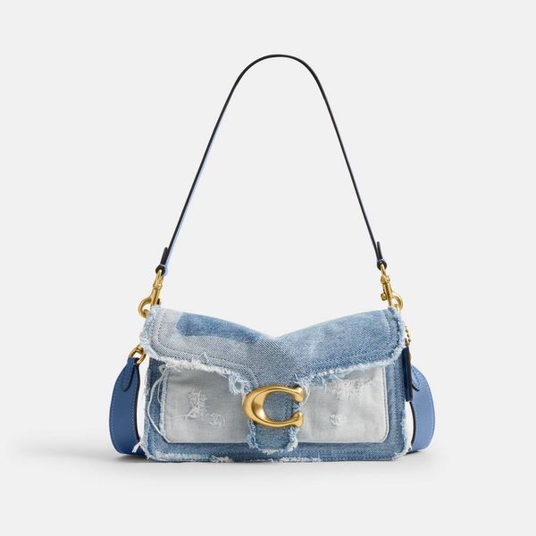 Bolsa Tabby Shoulder 26 Denim Patchwork Coach Azul - coach