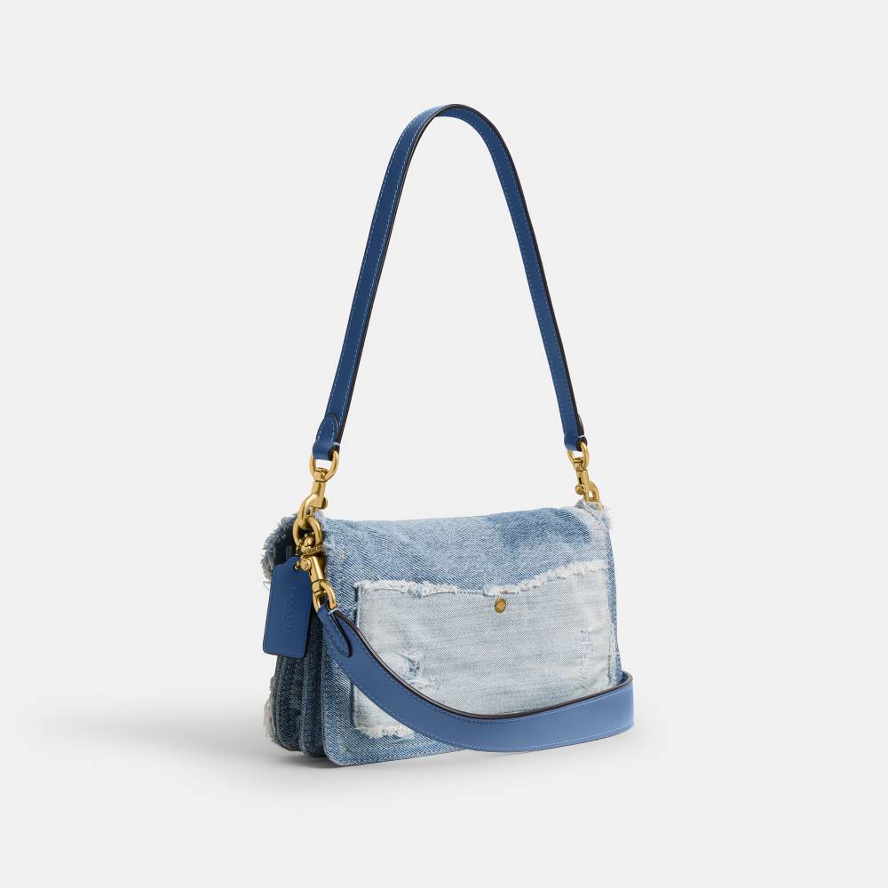 Bolsa Tabby Shoulder 26 Denim Patchwork Coach Azul - coach