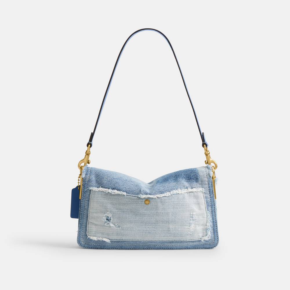 バッグ COACH Denim Patchwork Ergo Signature Bolsa Tabby Shoulder 26 Denim Patchwork Coach Azul - coach