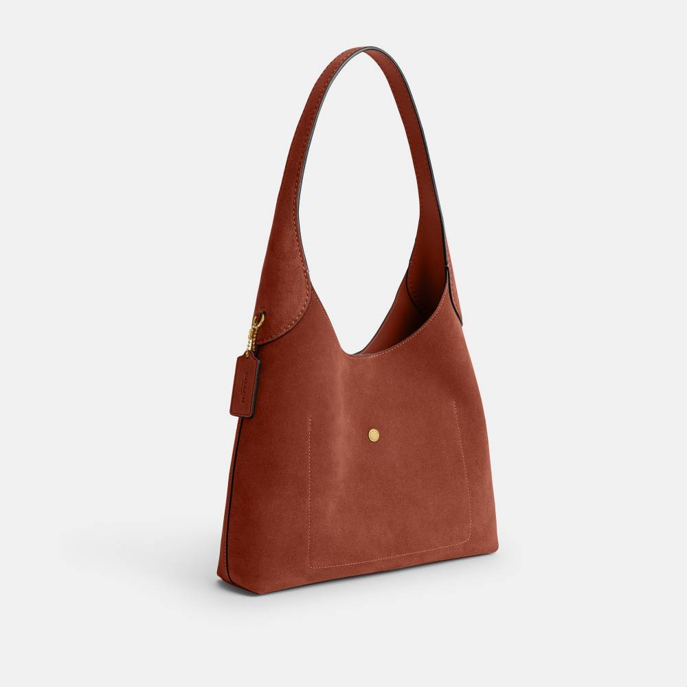 Bolsa Brooklyn Shoulder 28 Suede Coach Laranja - coach