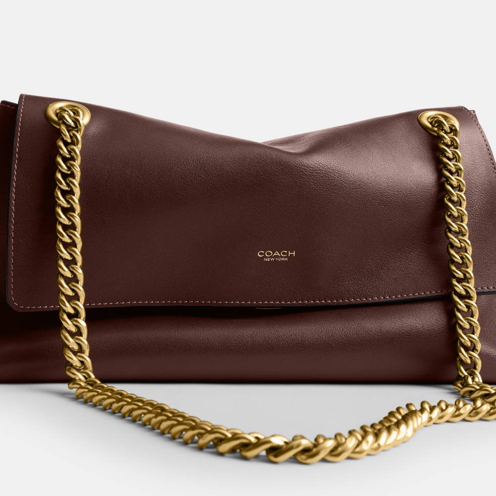 Bolsa Chelsea Shoulder 30 With Chain Coach Marrom Escuro - coach